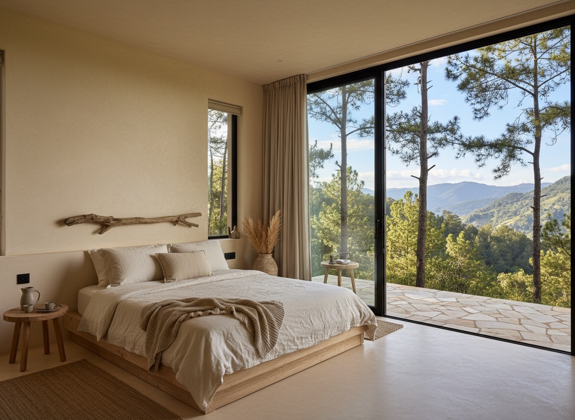 Ontwerpimpressie van een private slaapkamersuite in Wabi-Sabi stijl